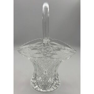 Princess House Diamond Cut Crystal Glass Basket With Handle